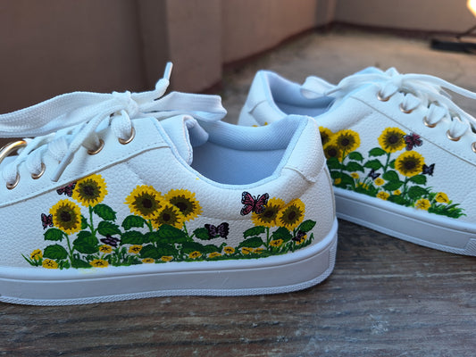 Sunflower Patch Lace-Up Sneakers - Catch Body Customs